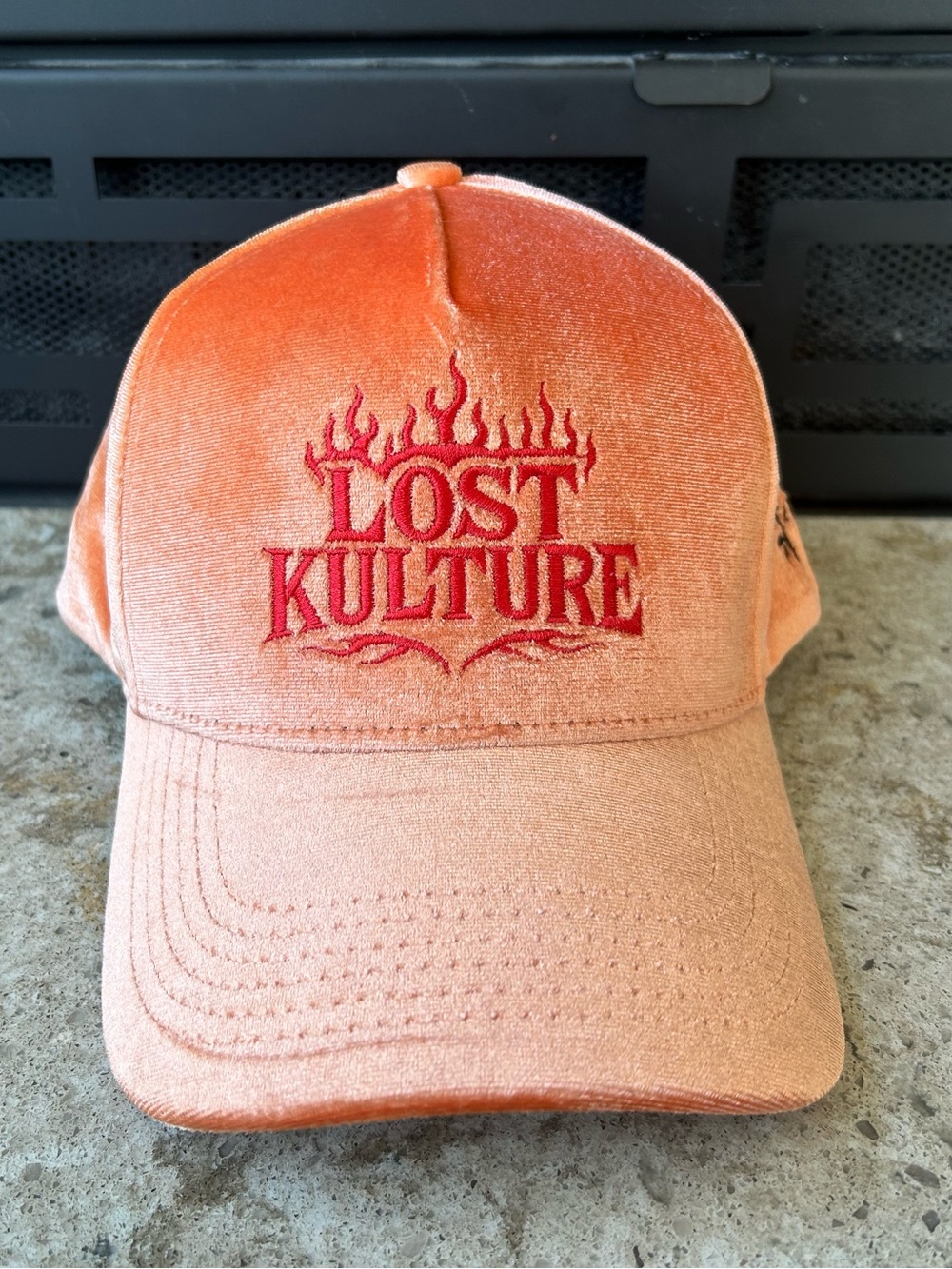 Lost Kulture Orange Velvet Snapback Hat